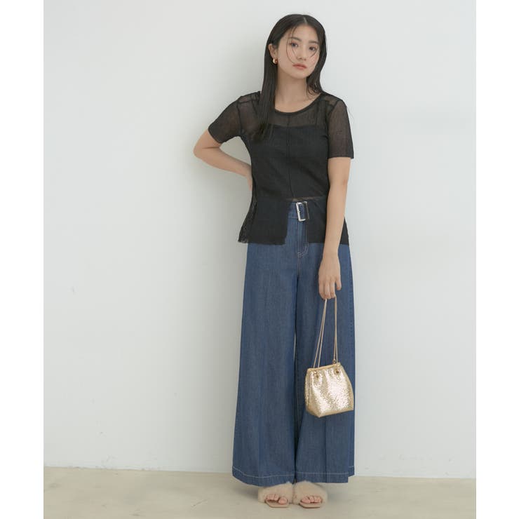 【洗える】裾スリットシアーニットプルオーバー | VIS  | 詳細画像4 