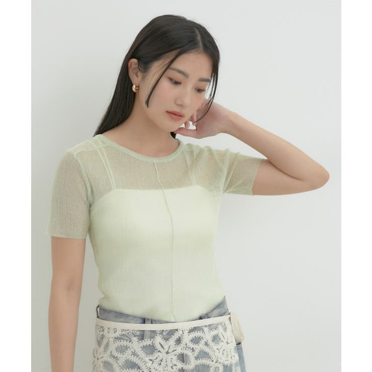 【洗える】裾スリットシアーニットプルオーバー | VIS  | 詳細画像5 