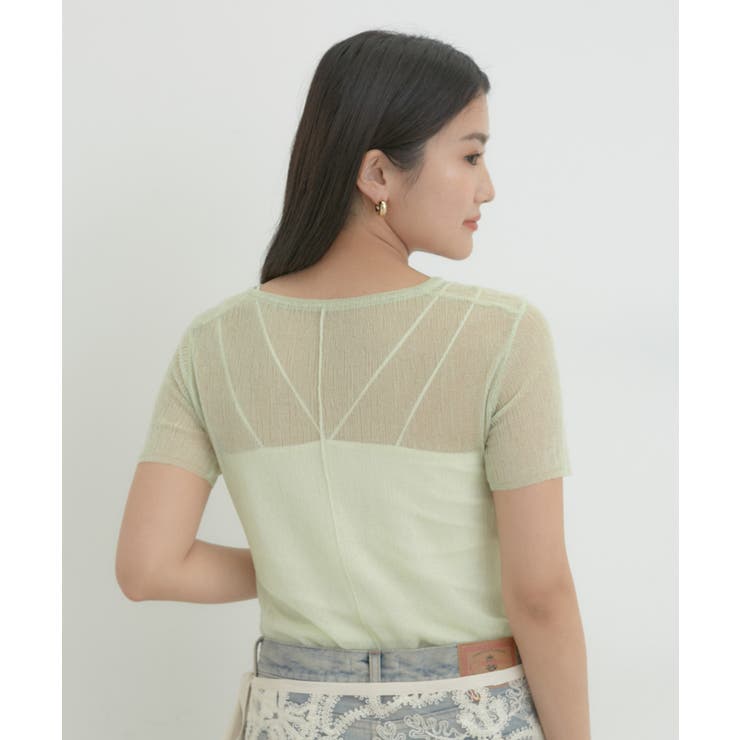 【洗える】裾スリットシアーニットプルオーバー | VIS  | 詳細画像6 