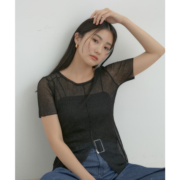 【洗える】裾スリットシアーニットプルオーバー | VIS  | 詳細画像7 