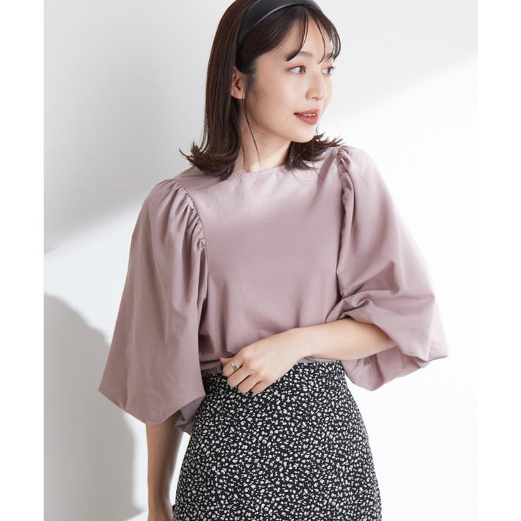 ふわっと膨らむ。異素材ボリュームスリーブTシャツ[品番：VISW0019836]｜VIS （ビス  ）のレディースファッション通販｜SHOPLIST（ショップリスト）