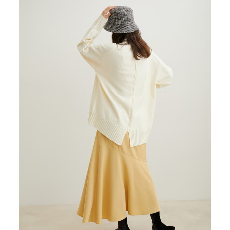 【洗える】ボーダー＆無地バックスリットニット【sustainable】 | VIS  | 詳細画像16 