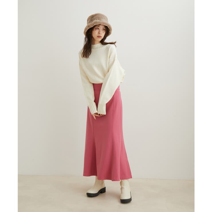 【洗える】ボーダー＆無地バックスリットニット【sustainable】 | VIS  | 詳細画像17 