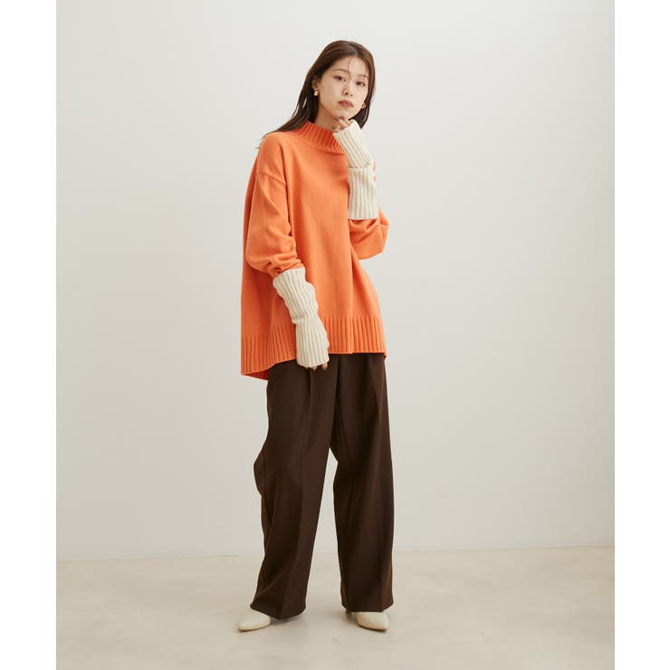 【洗える】ボーダー＆無地バックスリットニット【sustainable】 | VIS  | 詳細画像18 