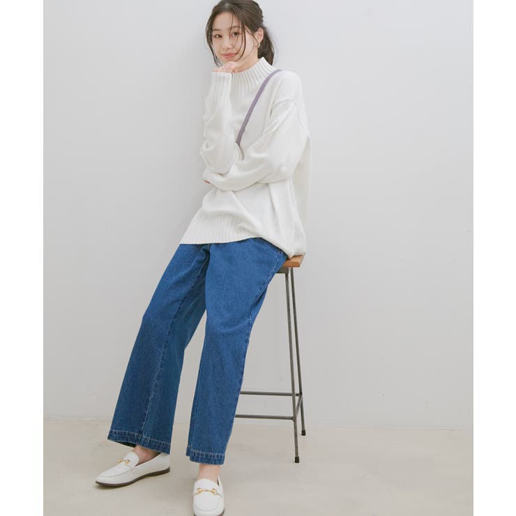 【洗える】ボーダー＆無地バックスリットニット【sustainable】 | VIS  | 詳細画像2 