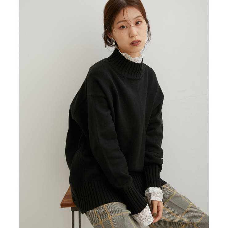 【洗える】ボーダー＆無地バックスリットニット【sustainable】 | VIS  | 詳細画像22 