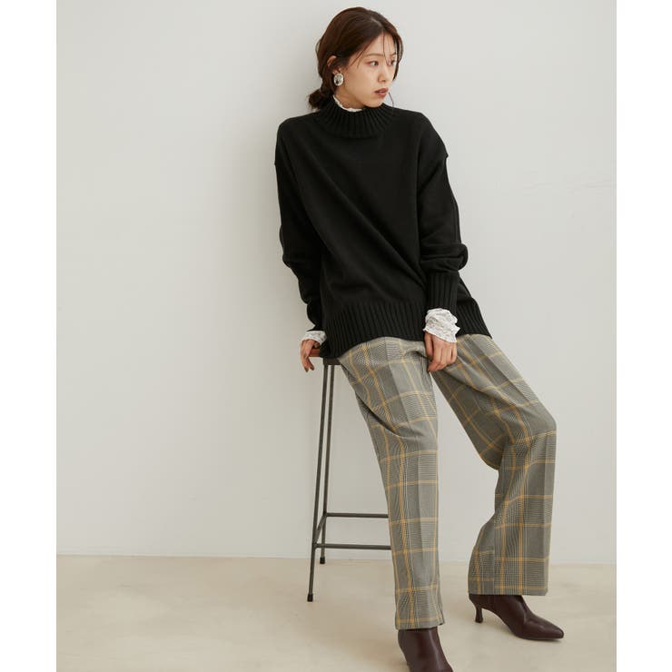 【洗える】ボーダー＆無地バックスリットニット【sustainable】 | VIS  | 詳細画像23 