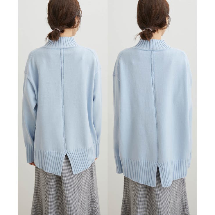 【洗える】ボーダー＆無地バックスリットニット【sustainable】 | VIS  | 詳細画像29 