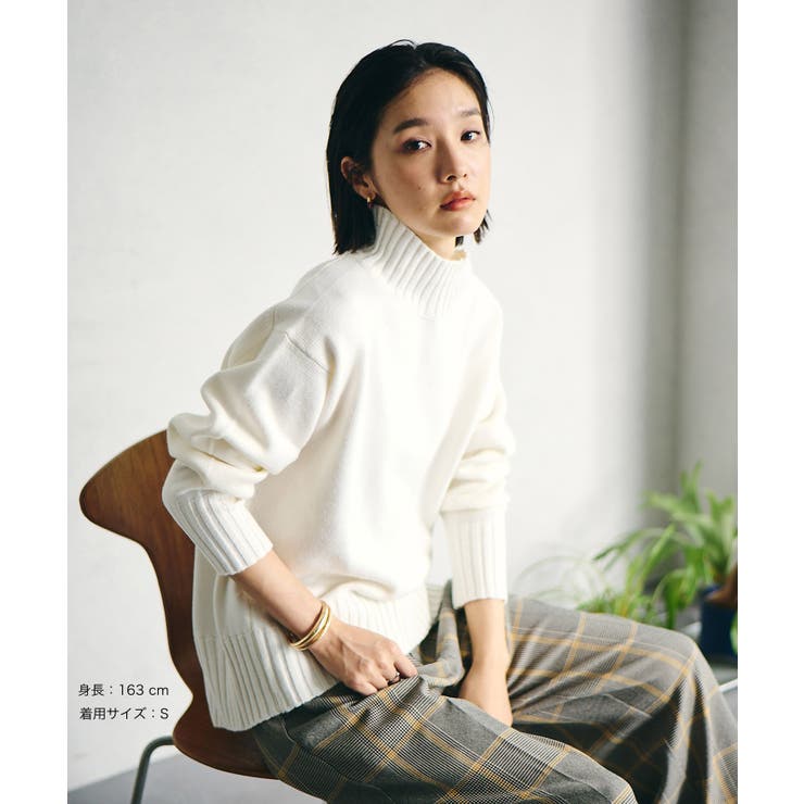 【洗える】ボーダー＆無地バックスリットニット【sustainable】 | VIS  | 詳細画像47 