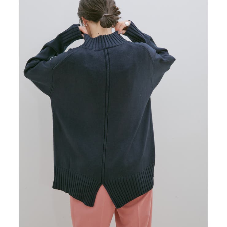【洗える】ボーダー＆無地バックスリットニット【sustainable】 | VIS  | 詳細画像6 