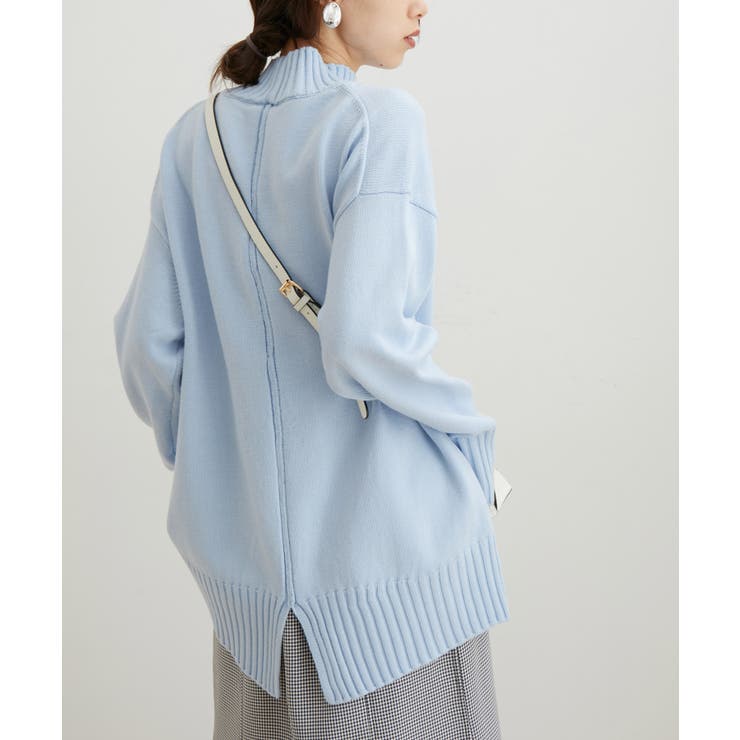 サックス(48) | 【洗える】ボーダー＆無地バックスリットニット【sustainable】 | VIS 