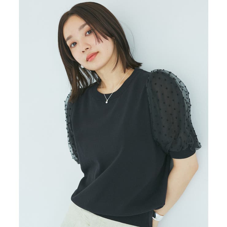 【夏トップス総選挙/お気に入り登録No.1】袖シアードッキングニット | VIS  | 詳細画像13 