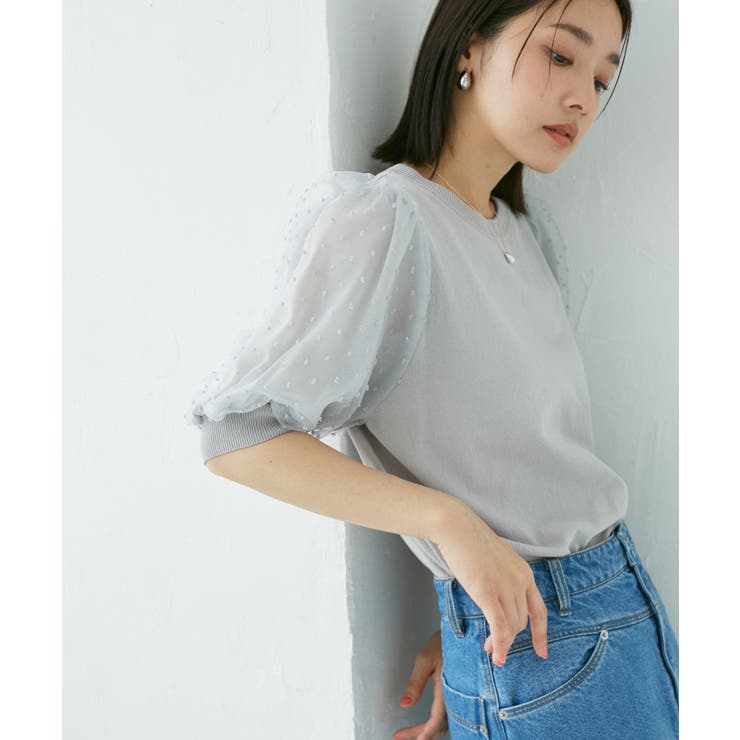 【夏トップス総選挙/お気に入り登録No.1】袖シアードッキングニット | VIS  | 詳細画像27 