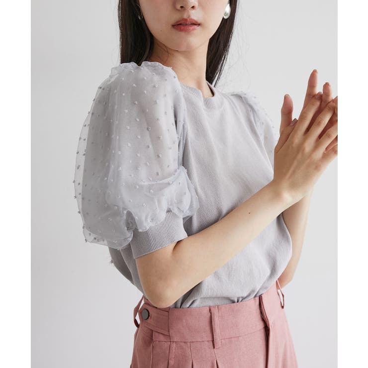 【夏トップス総選挙/お気に入り登録No.1】袖シアードッキングニット | VIS  | 詳細画像5 