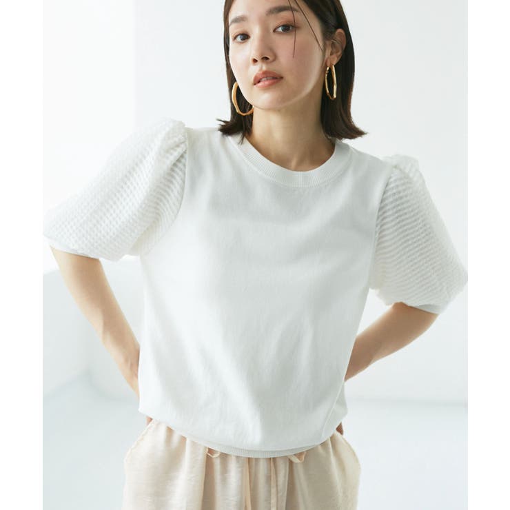 【夏トップス総選挙/お気に入り登録No.1】袖シアードッキングニット | VIS  | 詳細画像8 