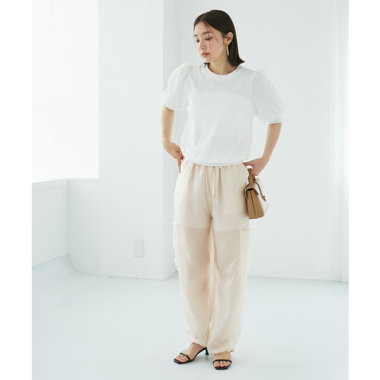 【夏トップス総選挙/お気に入り登録No.1】袖シアードッキングニット | VIS  | 詳細画像9 