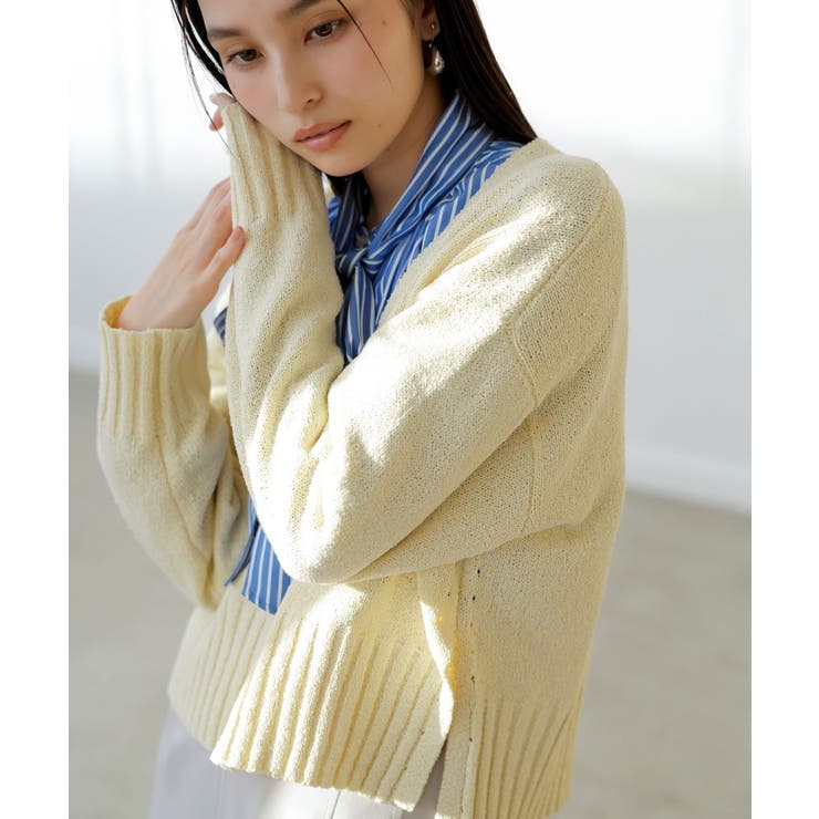 深Vネックミックスニットプルオーバー | VIS  | 詳細画像4 