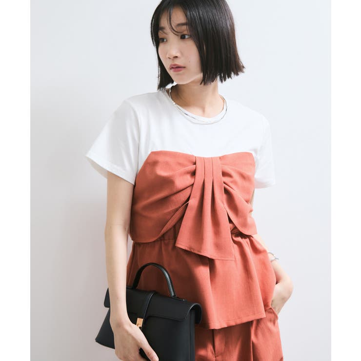 【新色追加】【美easy】ねじりリボンTシャツドッキングプルオーバー【接触冷感 … | VIS  | 詳細画像1 