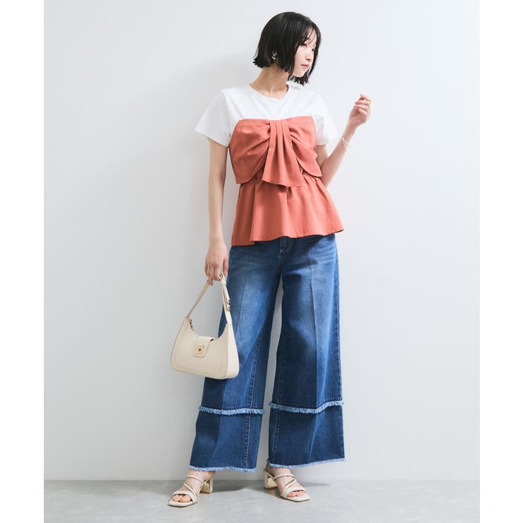 【新色追加】【美easy】ねじりリボンTシャツドッキングプルオーバー【接触冷感 … | VIS  | 詳細画像21 