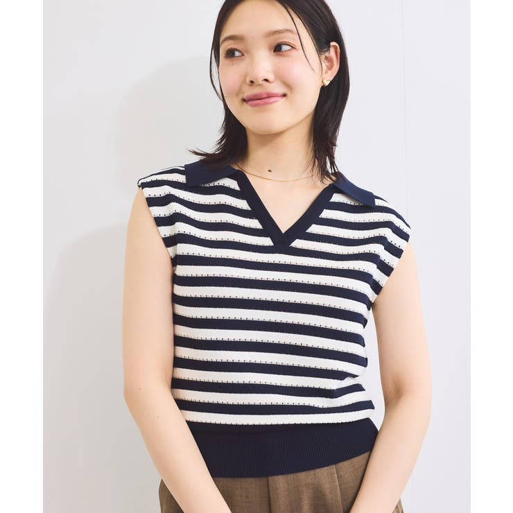 スキッパーフレンチスリーブアイレットニット | VIS  | 詳細画像10 