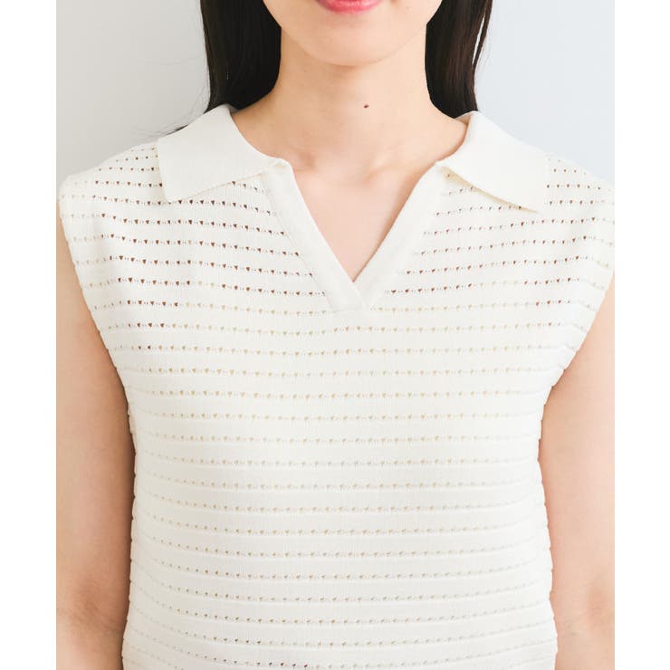 スキッパーフレンチスリーブアイレットニット | VIS  | 詳細画像16 