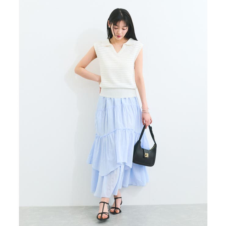 スキッパーフレンチスリーブアイレットニット | VIS  | 詳細画像2 