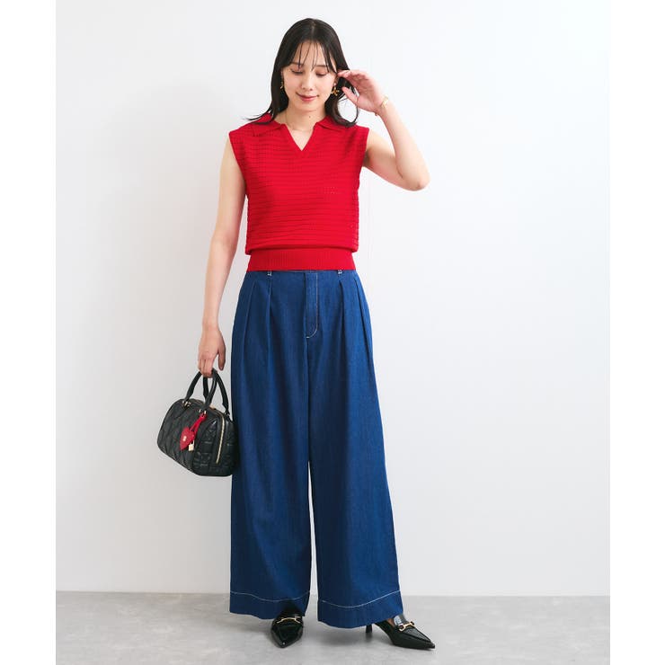 スキッパーフレンチスリーブアイレットニット | VIS  | 詳細画像22 