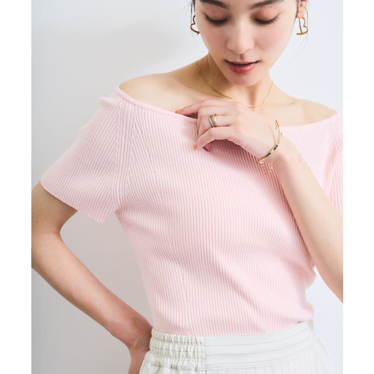 ピンク(63) | ワイドスクエアネックニット | VIS 