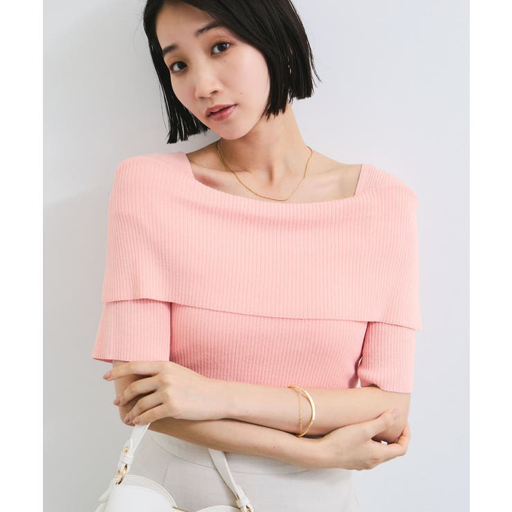 【アンチピリング/UVケア/洗える】オフショルハーフスリーブニット | VIS  | 詳細画像1 