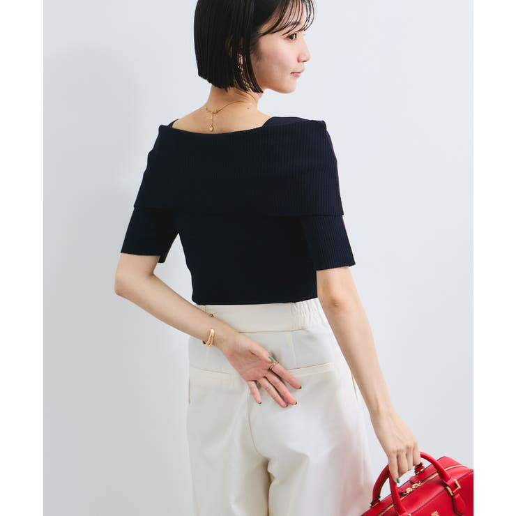 【アンチピリング/UVケア/洗える】オフショルハーフスリーブニット | VIS  | 詳細画像10 