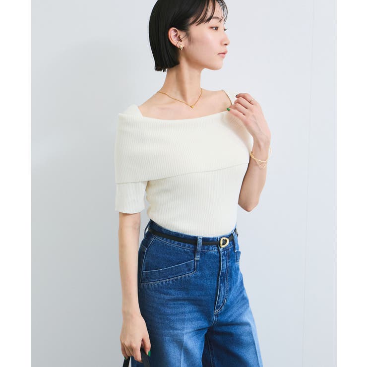【アンチピリング/UVケア/洗える】オフショルハーフスリーブニット | VIS  | 詳細画像13 