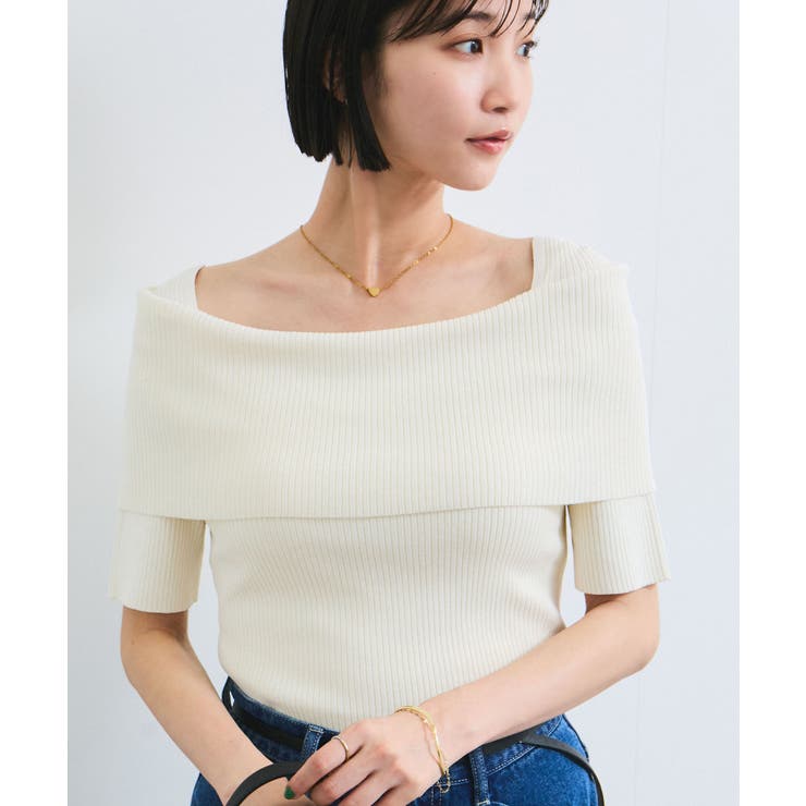 【アンチピリング/UVケア/洗える】オフショルハーフスリーブニット | VIS  | 詳細画像14 