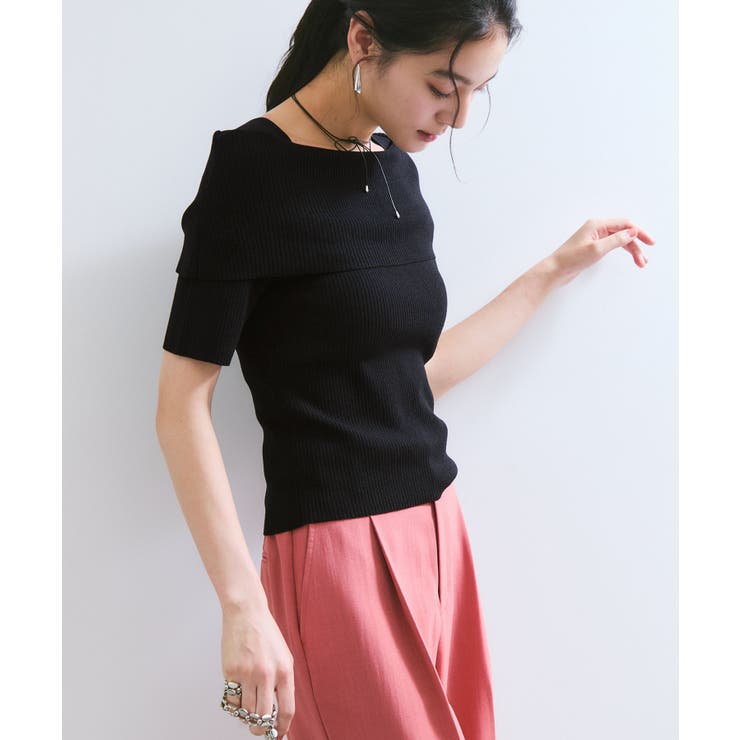 【アンチピリング/UVケア/洗える】オフショルハーフスリーブニット | VIS  | 詳細画像19 