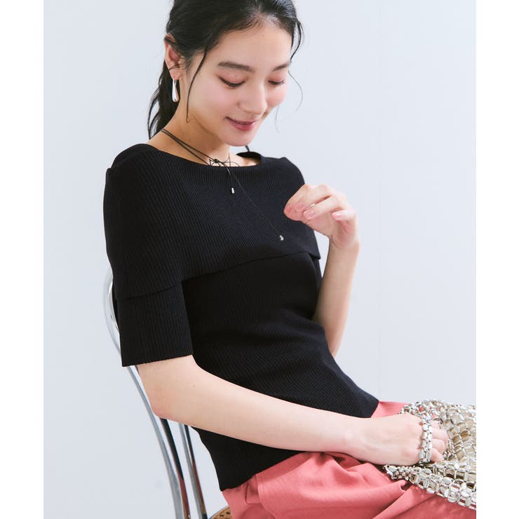 【アンチピリング/UVケア/洗える】オフショルハーフスリーブニット | VIS  | 詳細画像22 