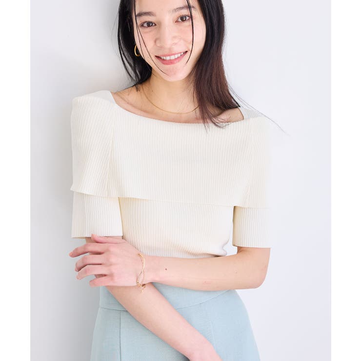 【アンチピリング/UVケア/洗える】オフショルハーフスリーブニット | VIS  | 詳細画像46 