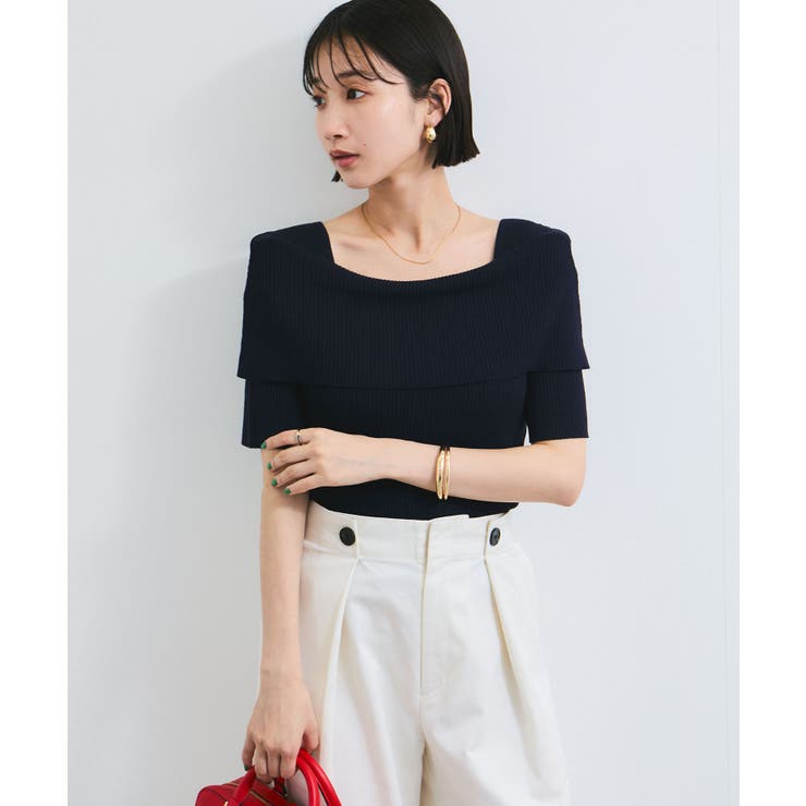 シェリエ　sheller chicパールハーフスリーブニット オフショルハーフスリーブニット[品番：VISW0049693]｜VIS