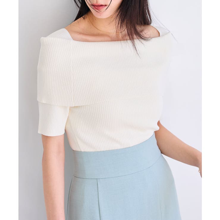 オフホワイト(15) | 【アンチピリング/UVケア/洗える】オフショルハーフスリーブニット | VIS 