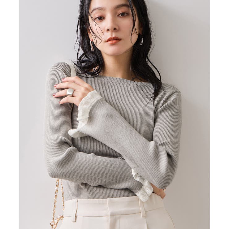 袖口レース編みニットプルオーバー | VIS  | 詳細画像18 