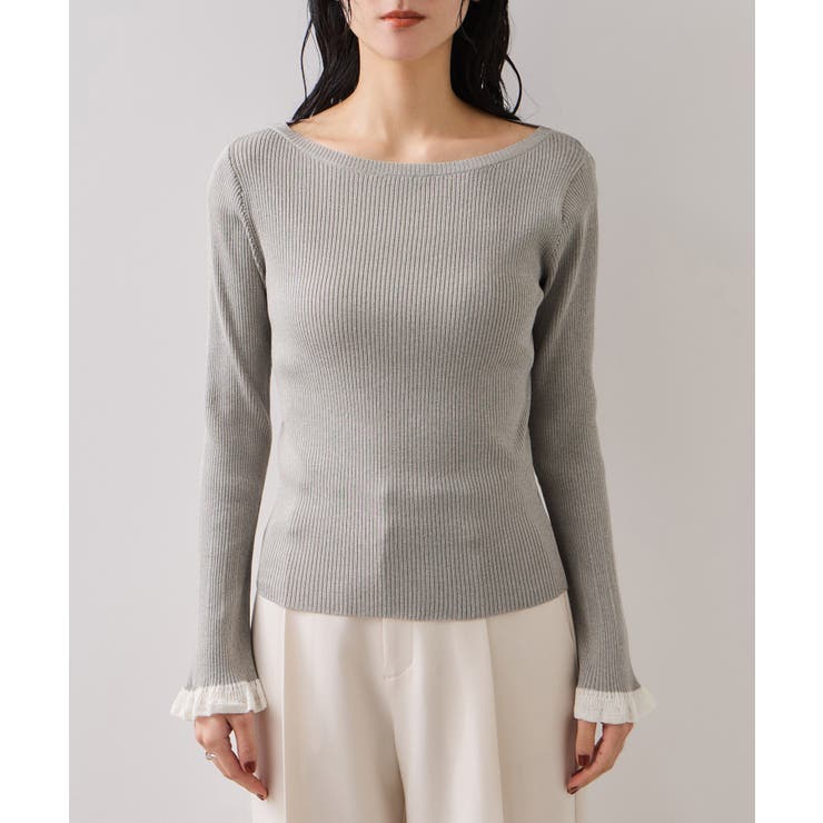 袖口レース編みニットプルオーバー | VIS  | 詳細画像24 