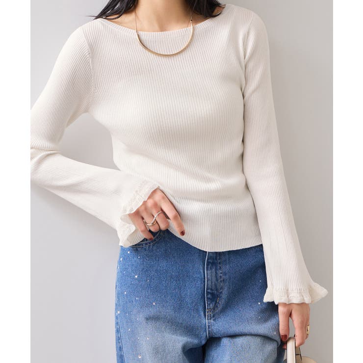 袖口レース編みニットプルオーバー | VIS  | 詳細画像7 