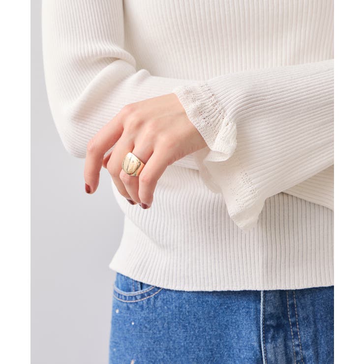 袖口レース編みニットプルオーバー | VIS  | 詳細画像8 