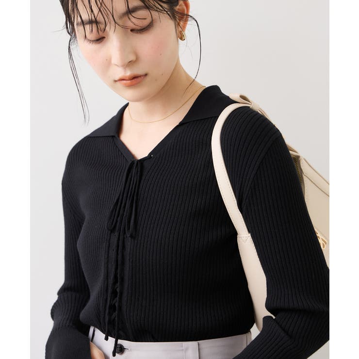 ブラック(01) | レースアップリブニット | VIS 