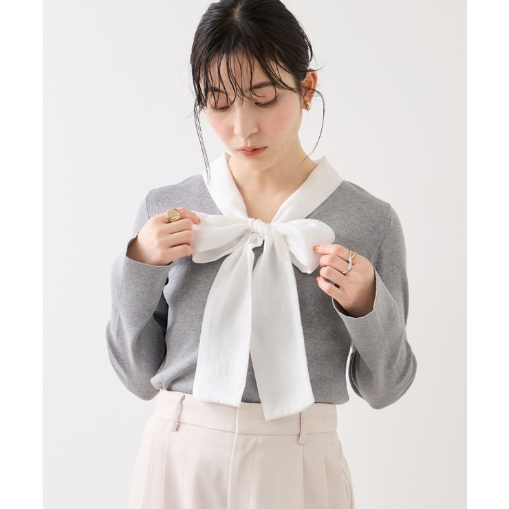 バイカラーリボンドッキングニット | VIS  | 詳細画像3 