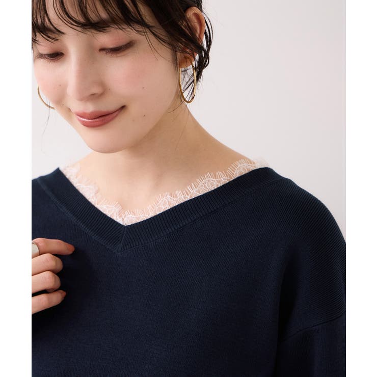 Vネックレースプルオーバー | VIS  | 詳細画像14 
