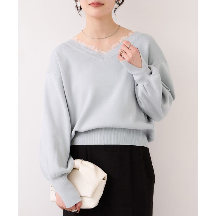 Vネックレースプルオーバー | VIS  | 詳細画像17 