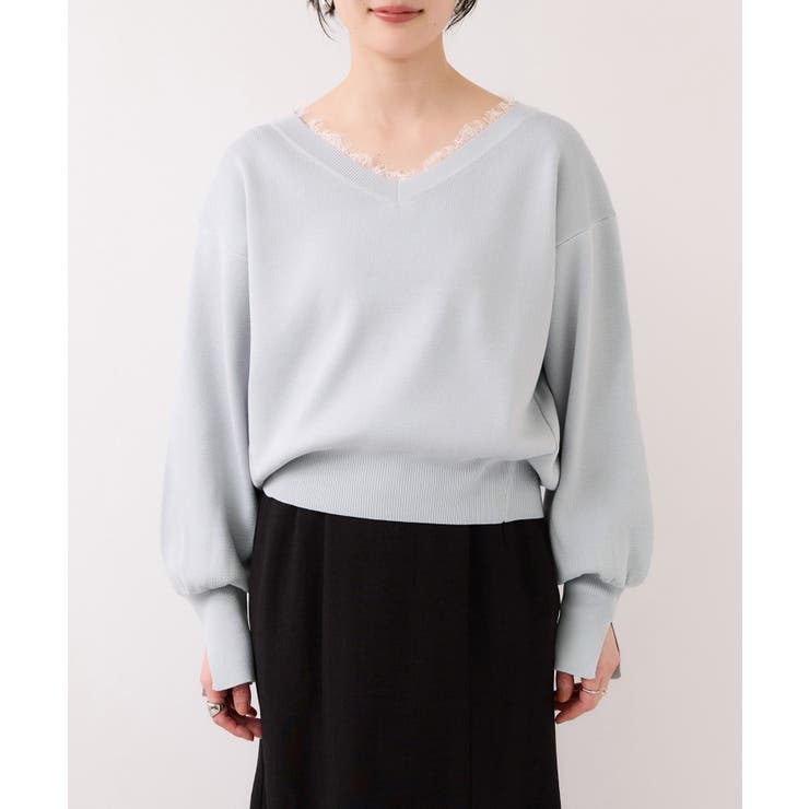 Vネックレースプルオーバー | VIS  | 詳細画像21 