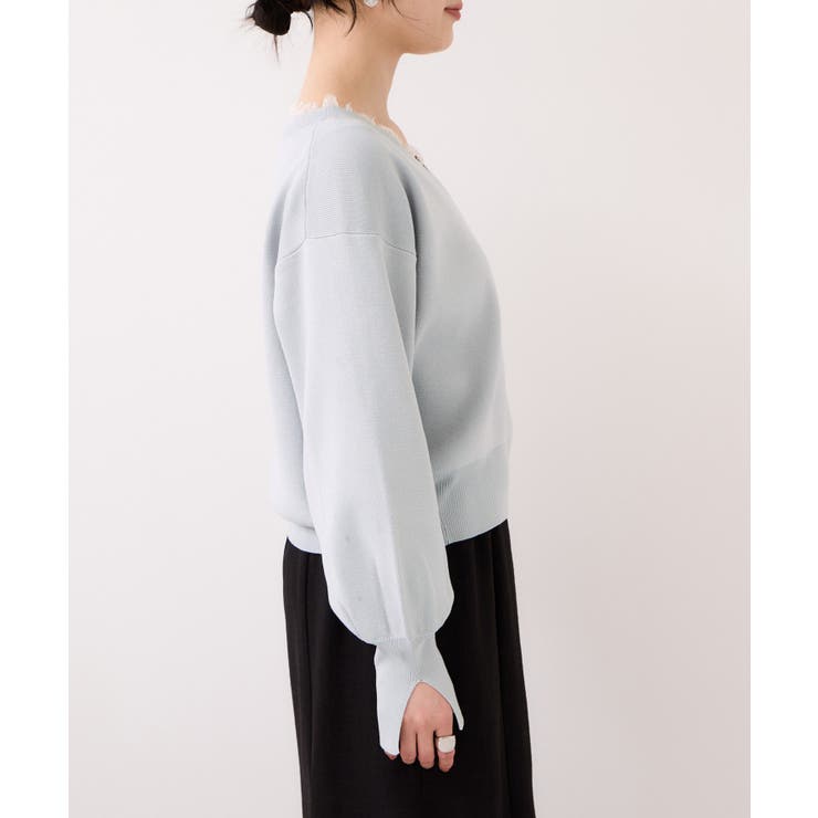 Vネックレースプルオーバー | VIS  | 詳細画像22 