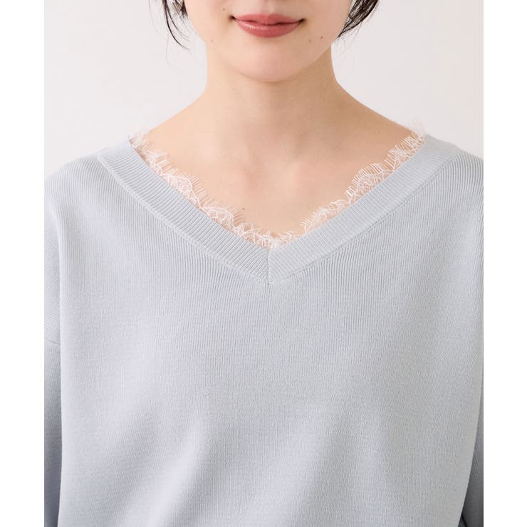 Vネックレースプルオーバー | VIS  | 詳細画像24 