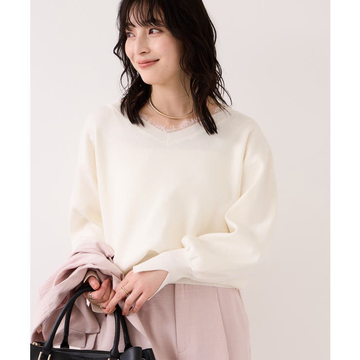 Vネックレースプルオーバー | VIS  | 詳細画像3 