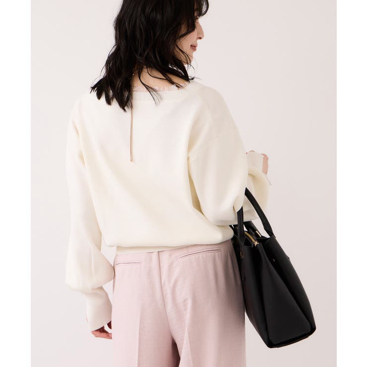 Vネックレースプルオーバー | VIS  | 詳細画像4 